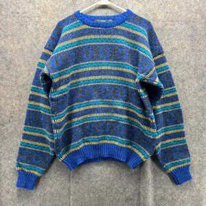 Hill Archer Sweater Men Large Pullover Striped Acrylic Wool VTG Knitted Blue